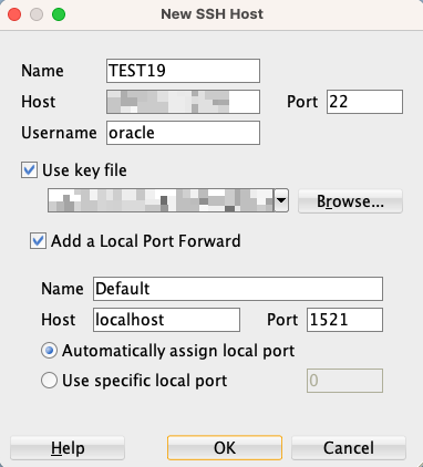Configure SSH host connection in SQL Developer